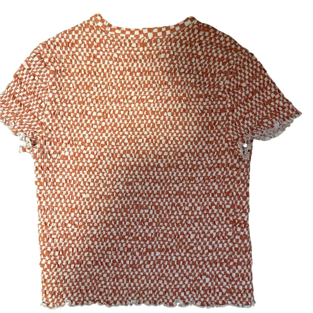 American Eagle Orange and White Smocked Knit Top - Picture 2 of 4